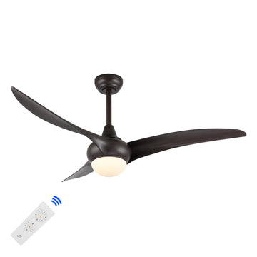 Aviator 52" Coastal Vintage Iron/Plastic Mobile-App/Remote-Controlled 6-Speed Retro Swirl Integrated LED Ceiling Fan